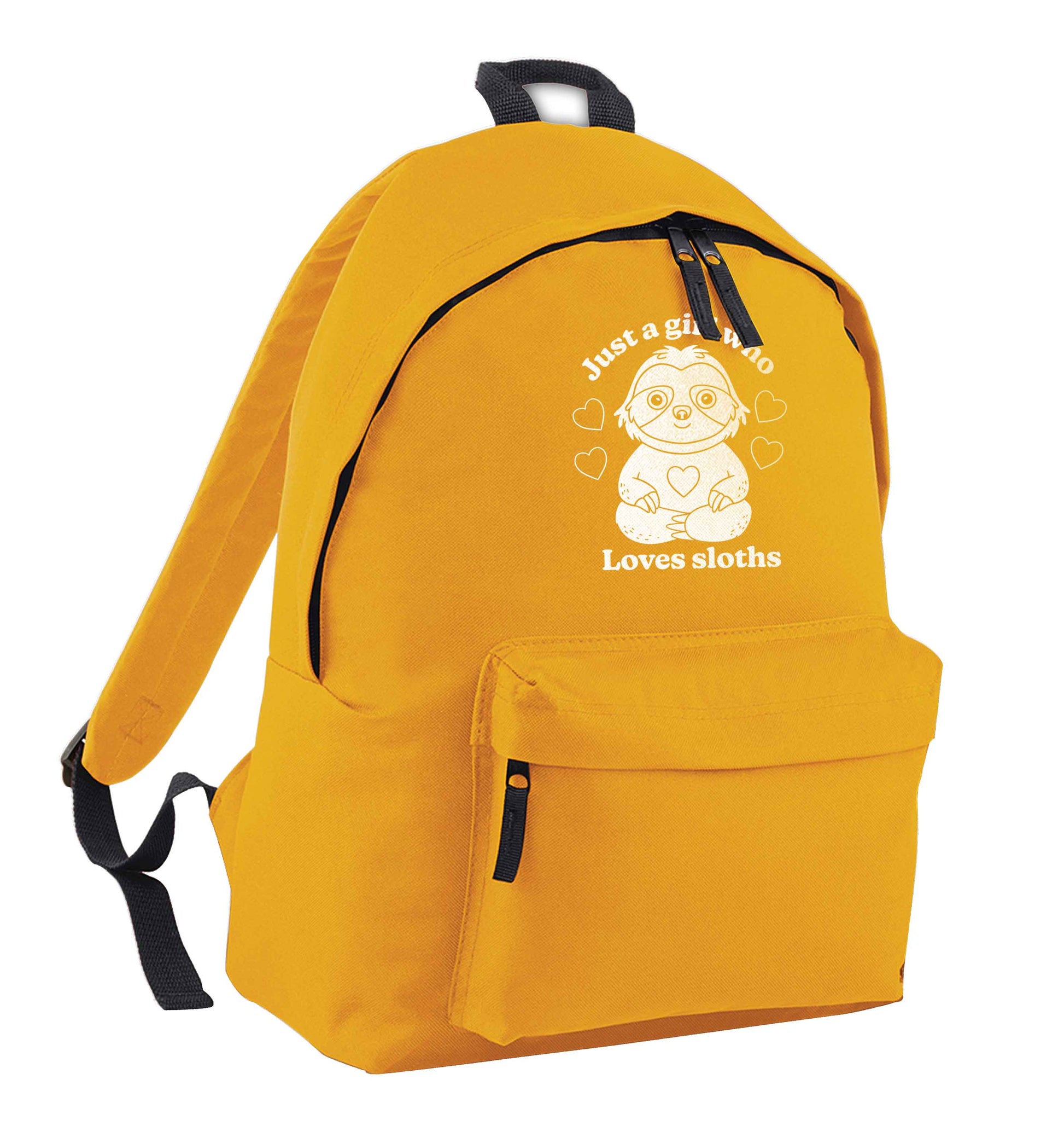 Just a girl who loves sloths mustard adults backpack