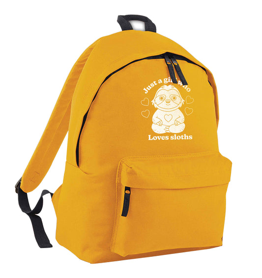 Just a girl who loves sloths mustard adults backpack