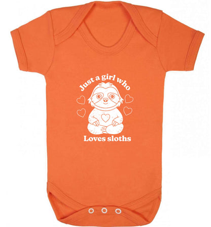 Just a girl who loves sloths baby vest orange 18-24 months