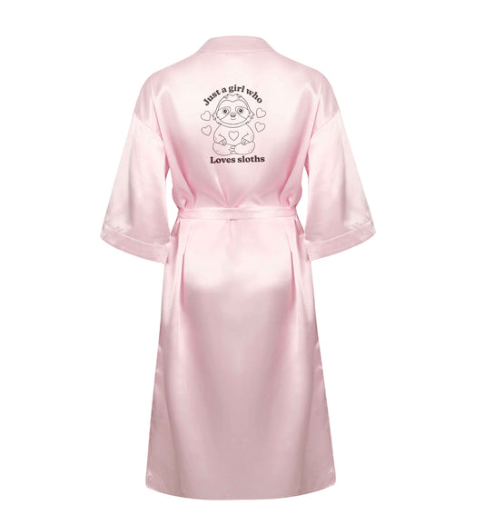 Just a girl who loves sloths XL/XXL pink ladies dressing gown size 16/18