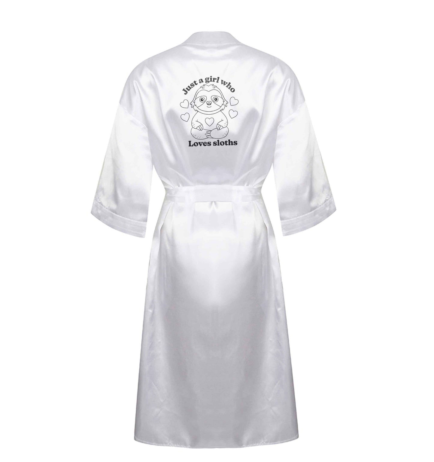 Just a girl who loves sloths XL/XXL white ladies dressing gown size 16/18