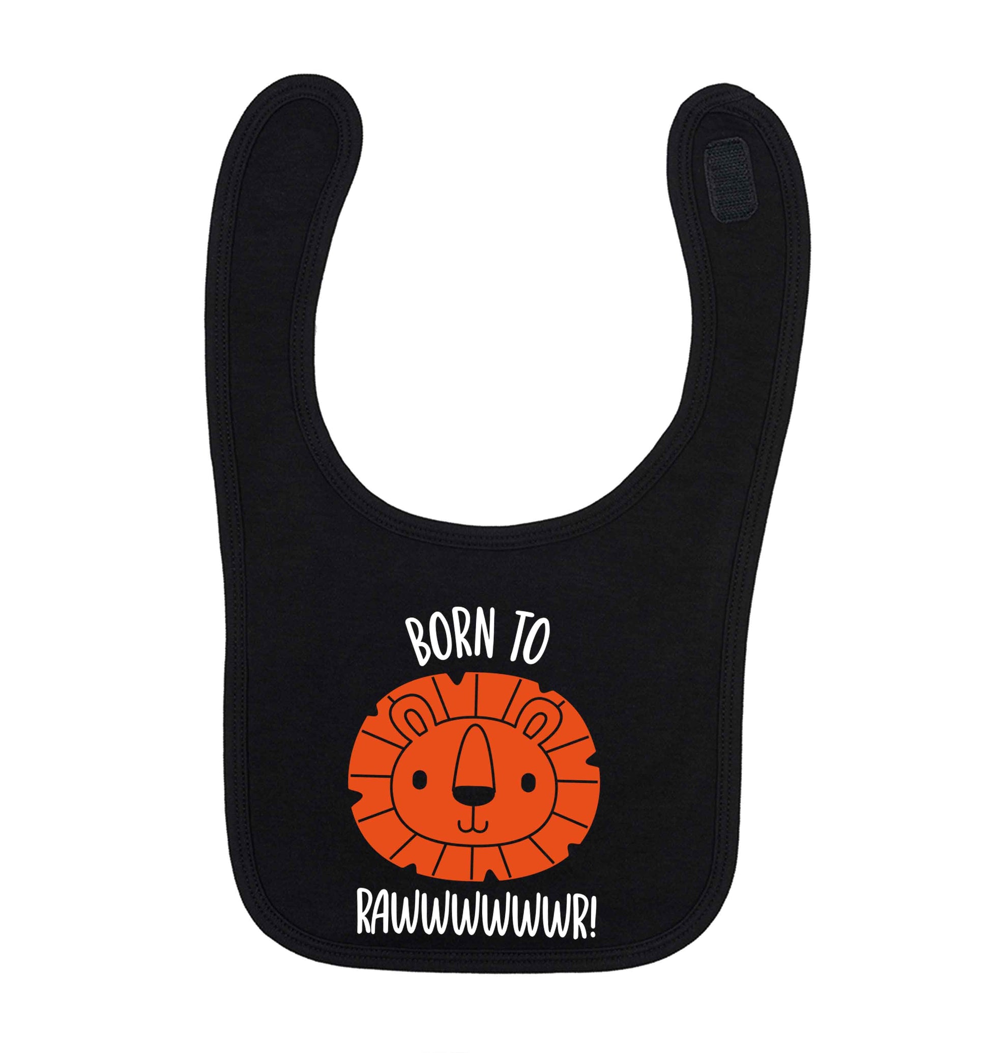 Born to rawr black baby bib