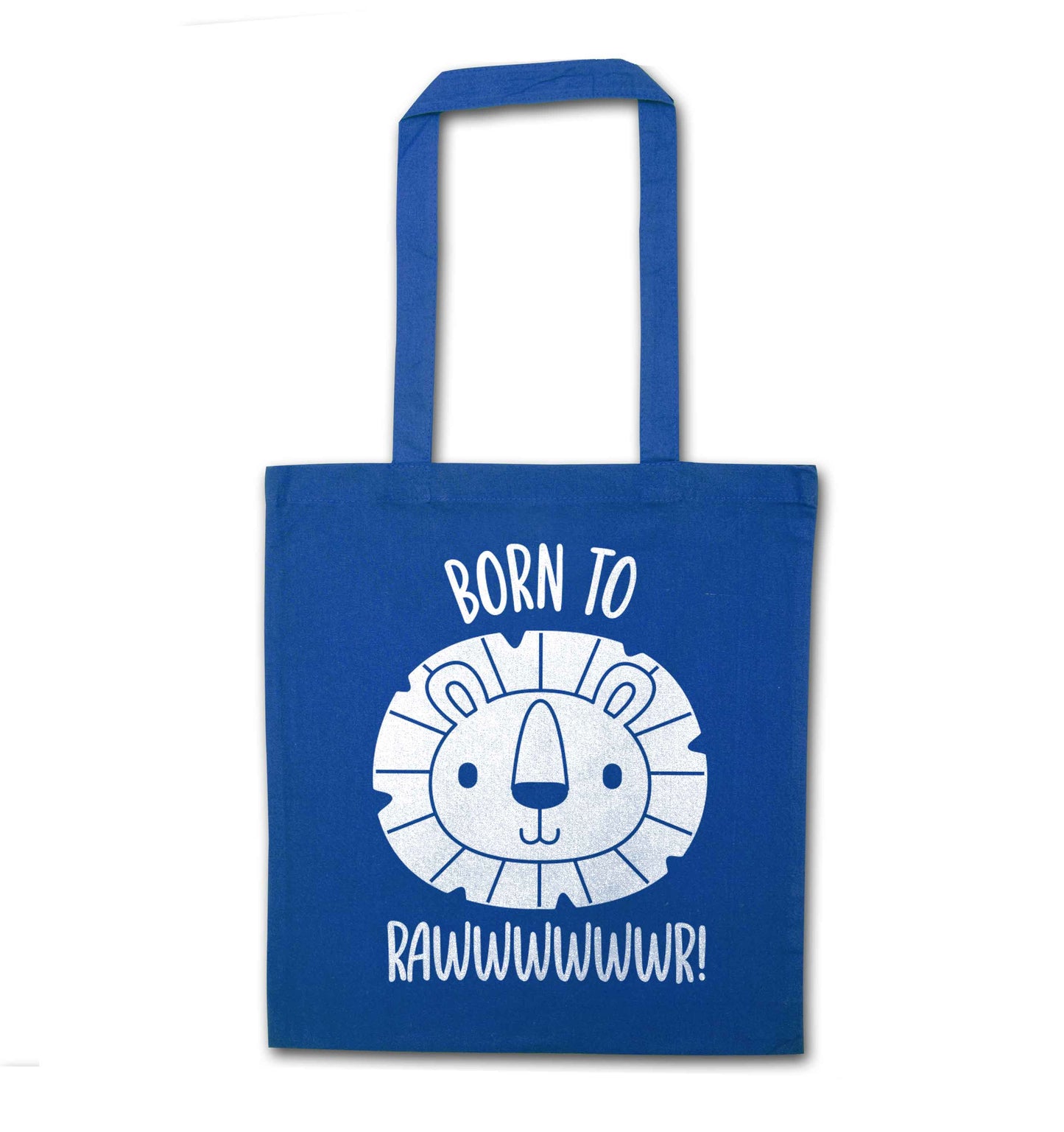 Born to rawr blue tote bag