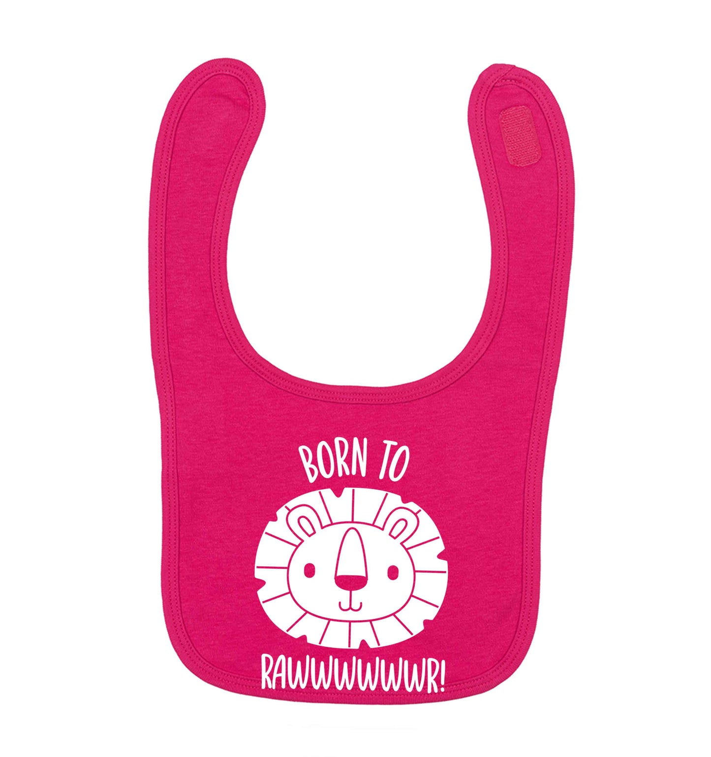 Born to rawr dark pink baby bib