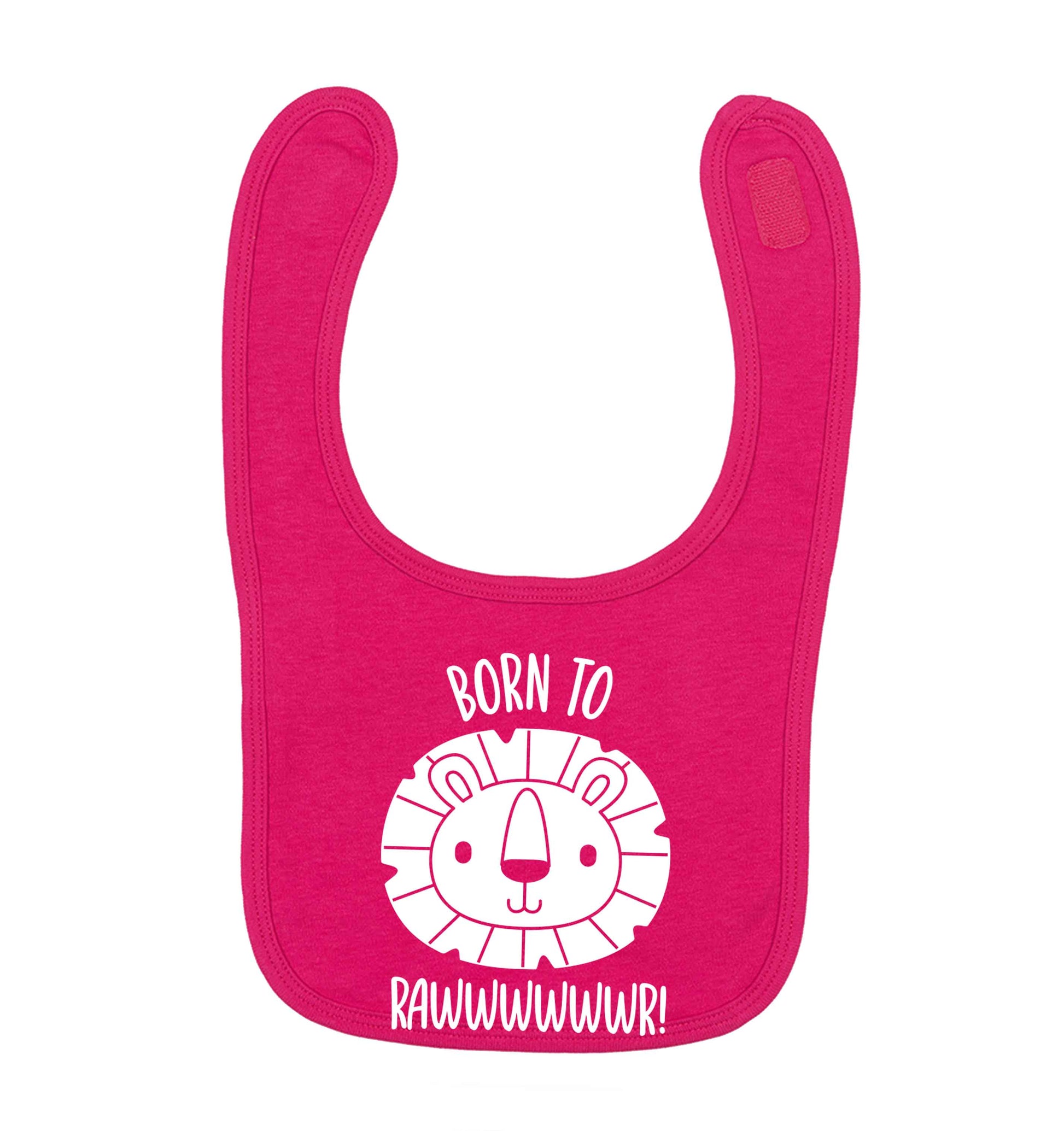 Born to rawr dark pink baby bib