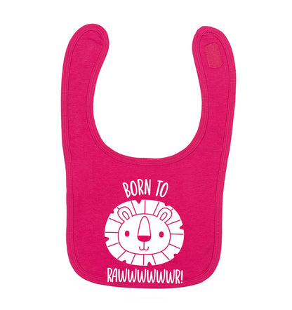 Born to rawr dark pink baby bib