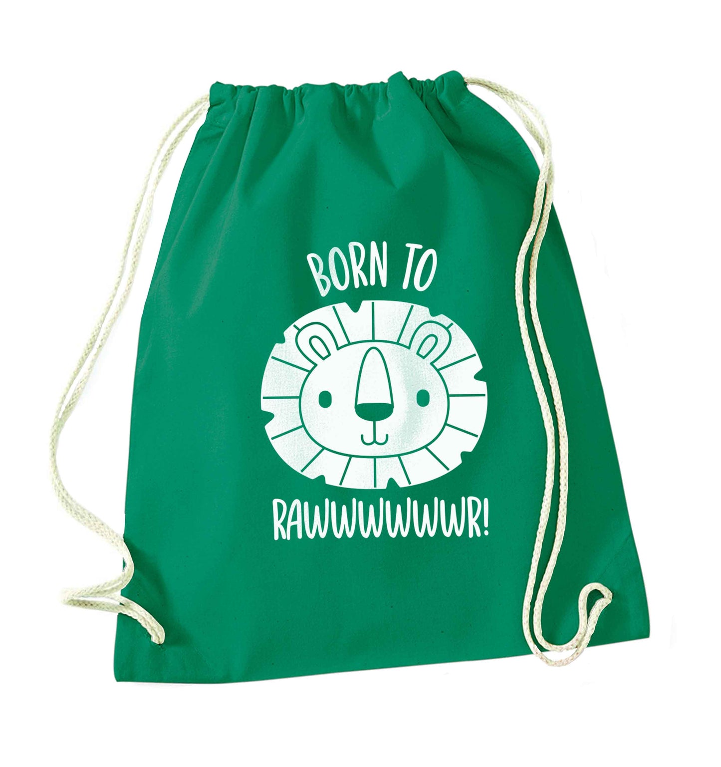 Born to rawr green drawstring bag