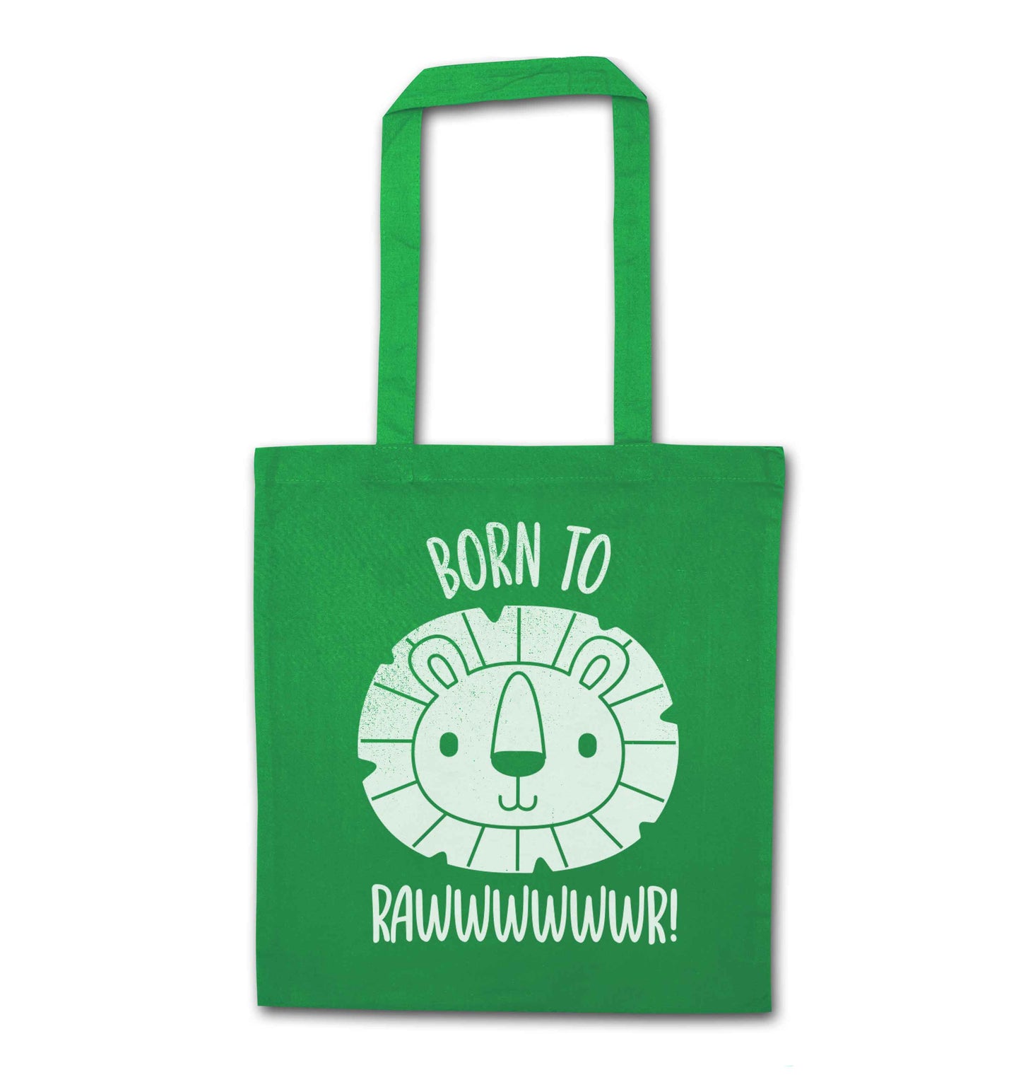 Born to rawr green tote bag
