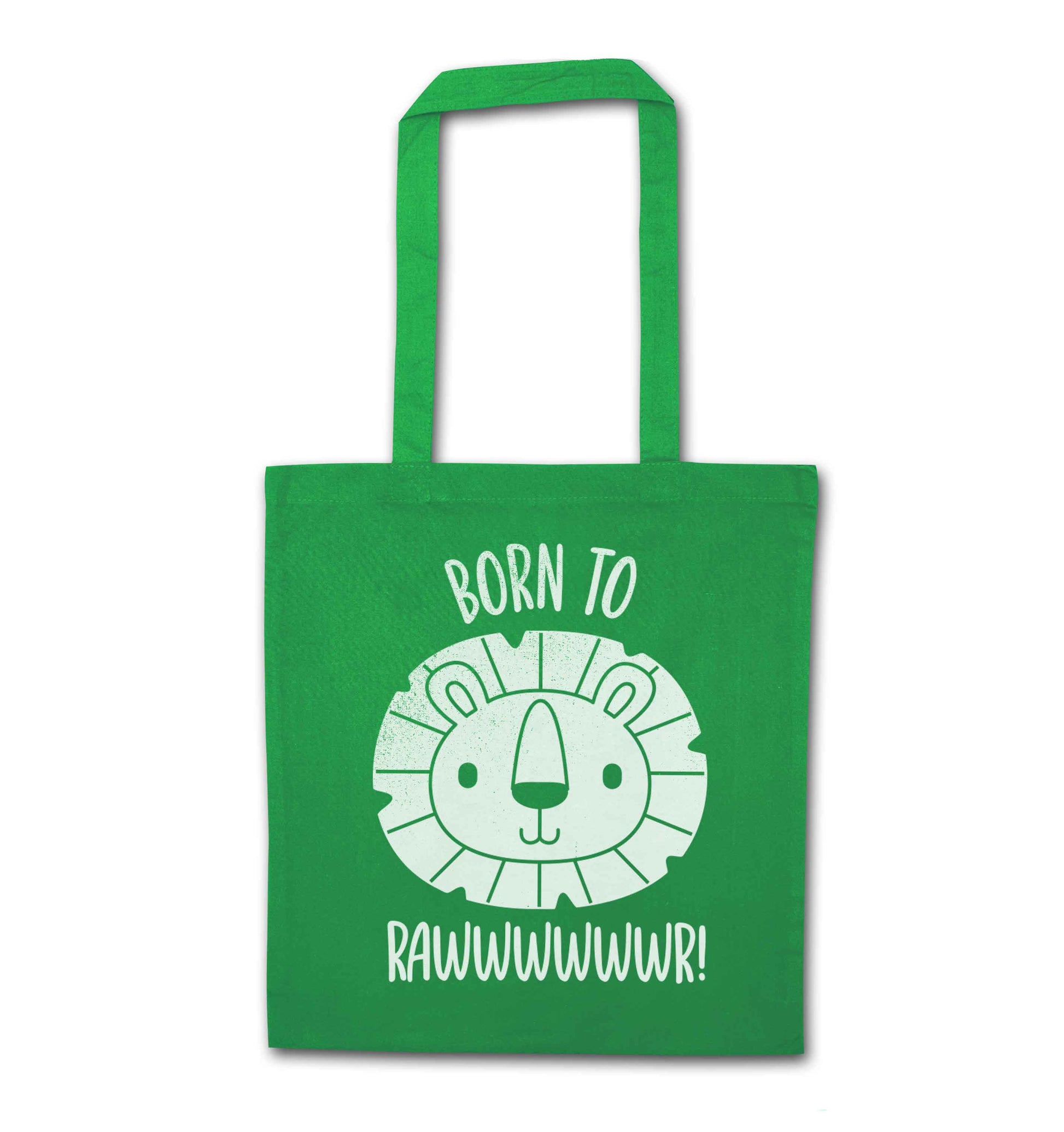 Born to rawr green tote bag