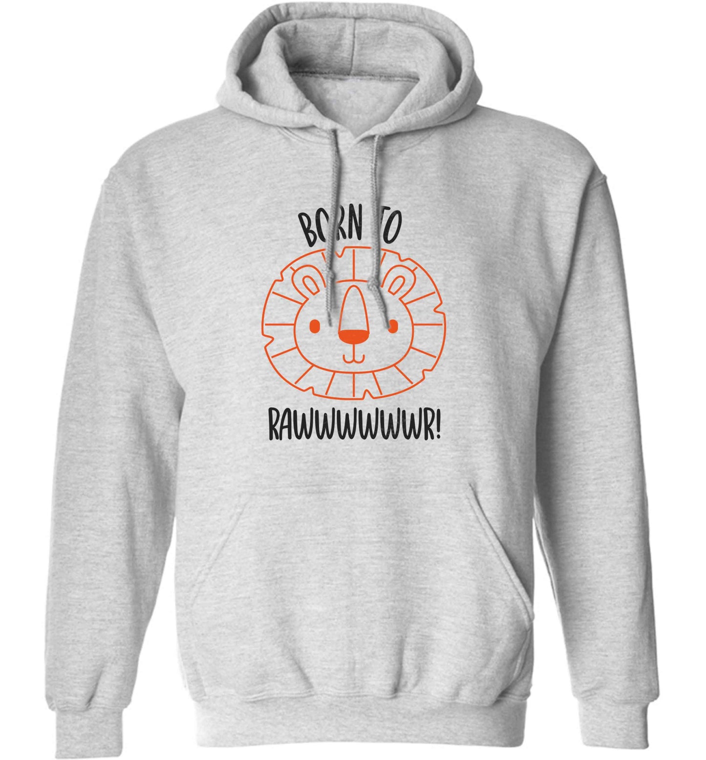 Born to rawr adults unisex grey hoodie 2XL