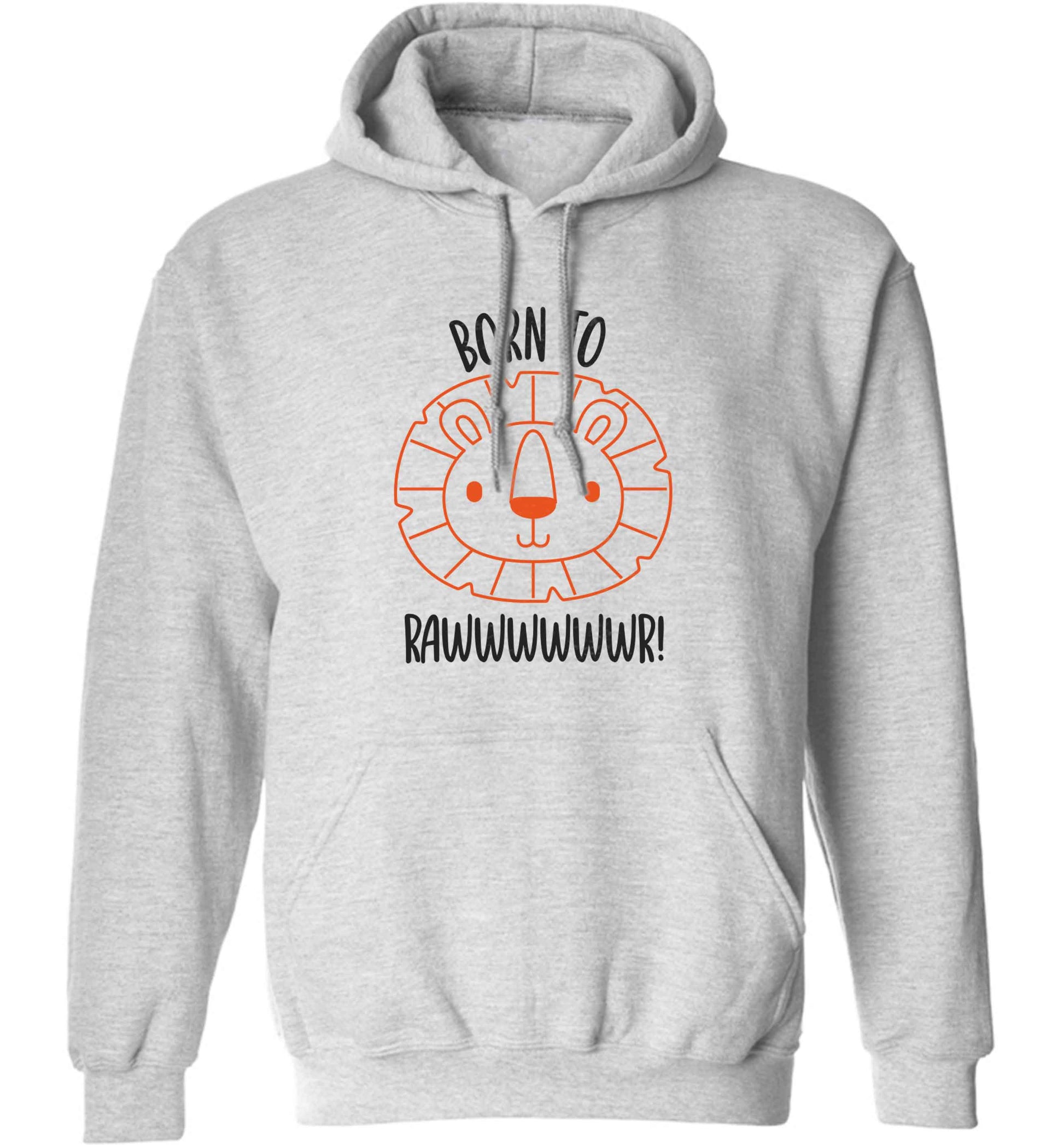Born to rawr adults unisex grey hoodie 2XL