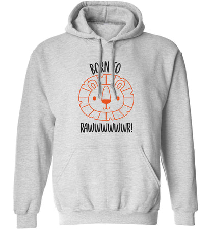 Born to rawr adults unisex grey hoodie 2XL