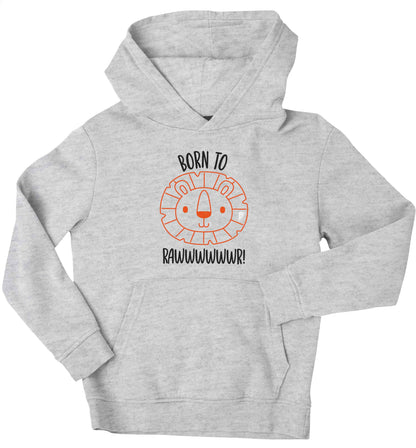 Born to rawr children's grey hoodie 12-13 Years
