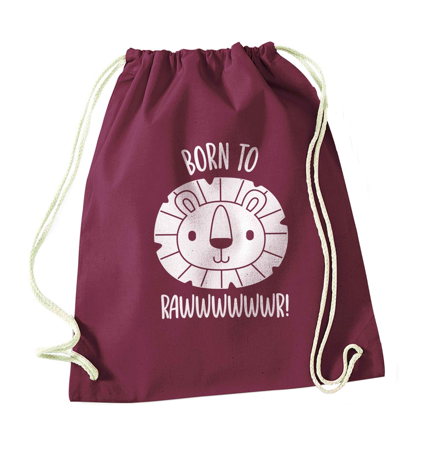 Born to rawr maroon drawstring bag