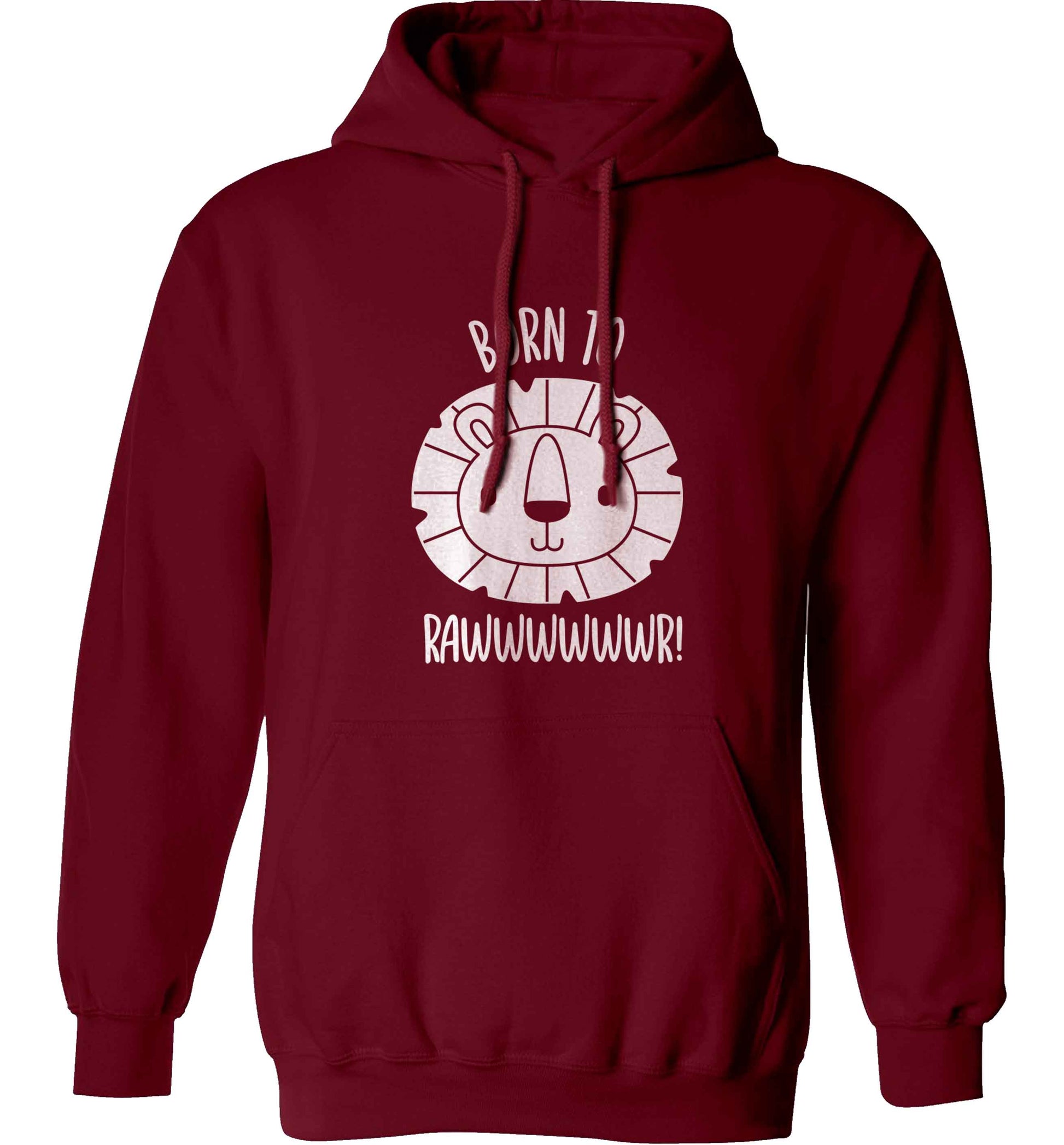 Born to rawr adults unisex maroon hoodie 2XL