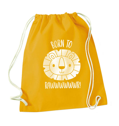 Born to rawr mustard drawstring bag