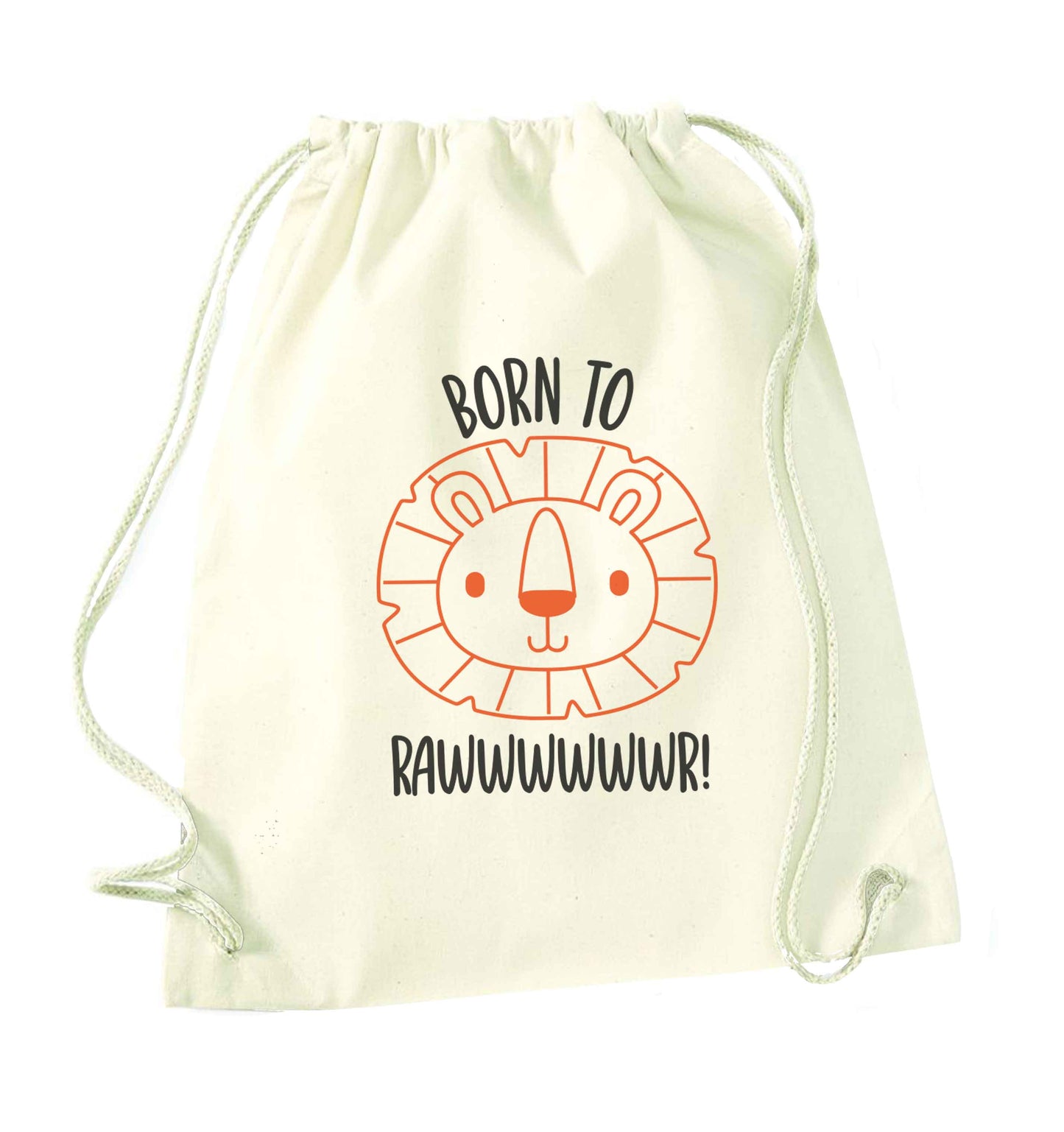 Born to rawr natural drawstring bag