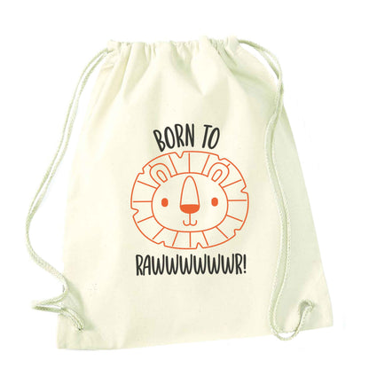 Born to rawr natural drawstring bag