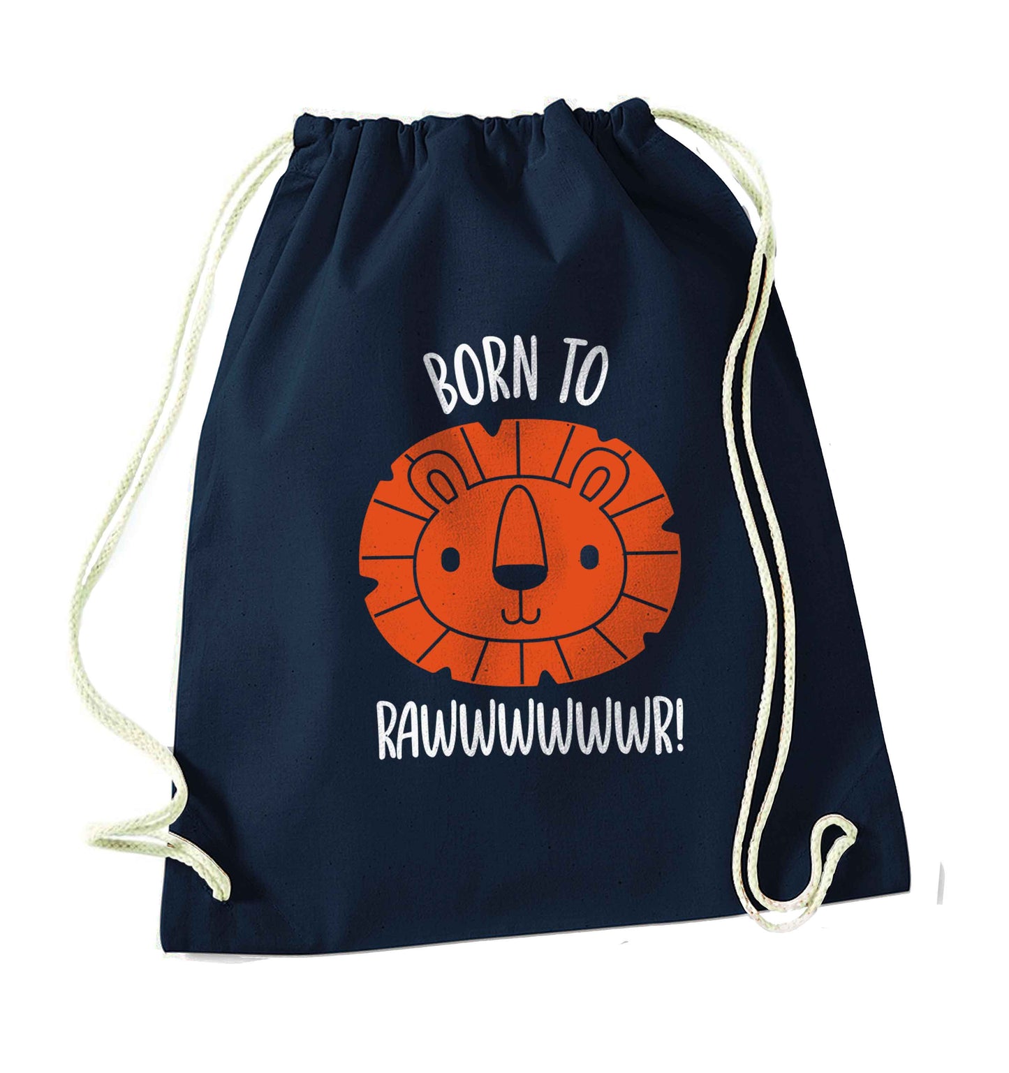 Born to rawr navy drawstring bag