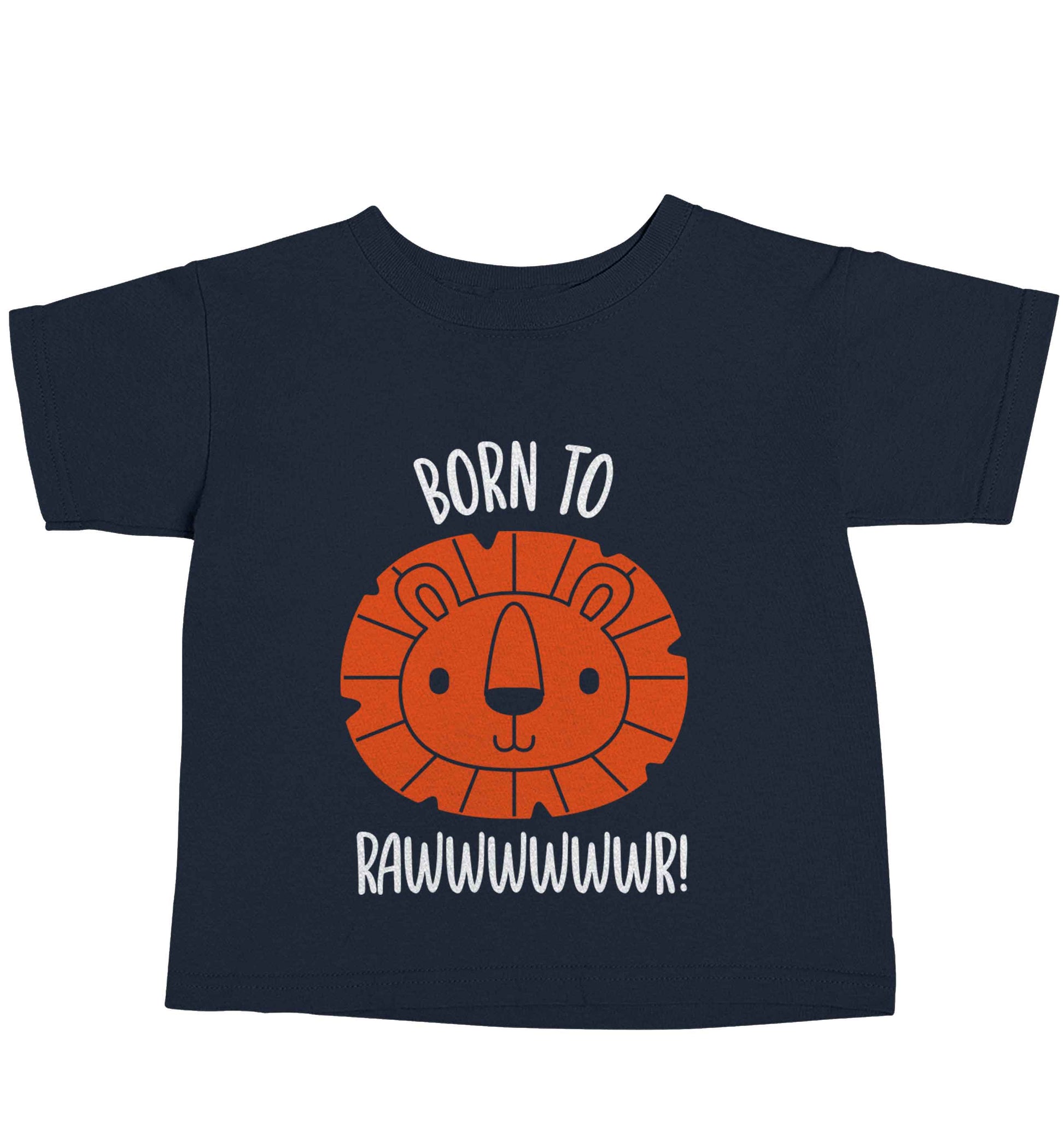 Born to rawr navy baby toddler Tshirt 2 Years