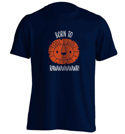 Born to rawr adults unisex navy Tshirt 2XL