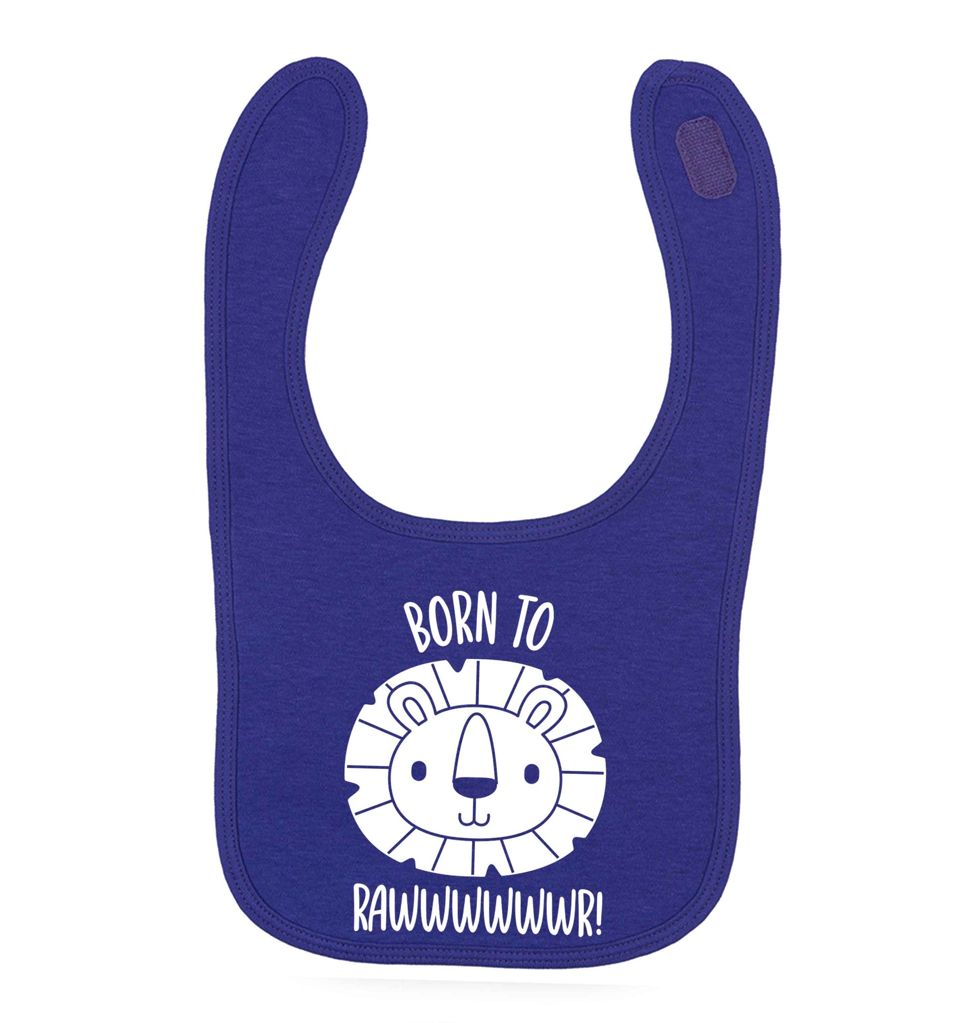 Born to rawr purple baby bib