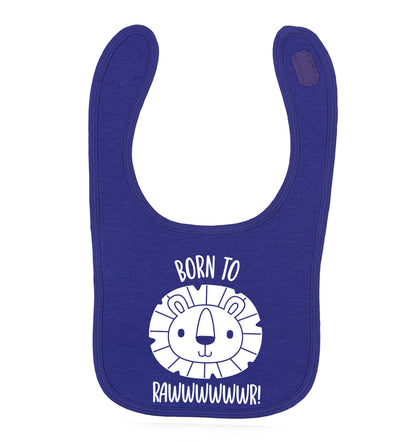 Born to rawr purple baby bib