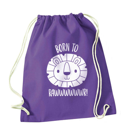 Born to rawr purple drawstring bag