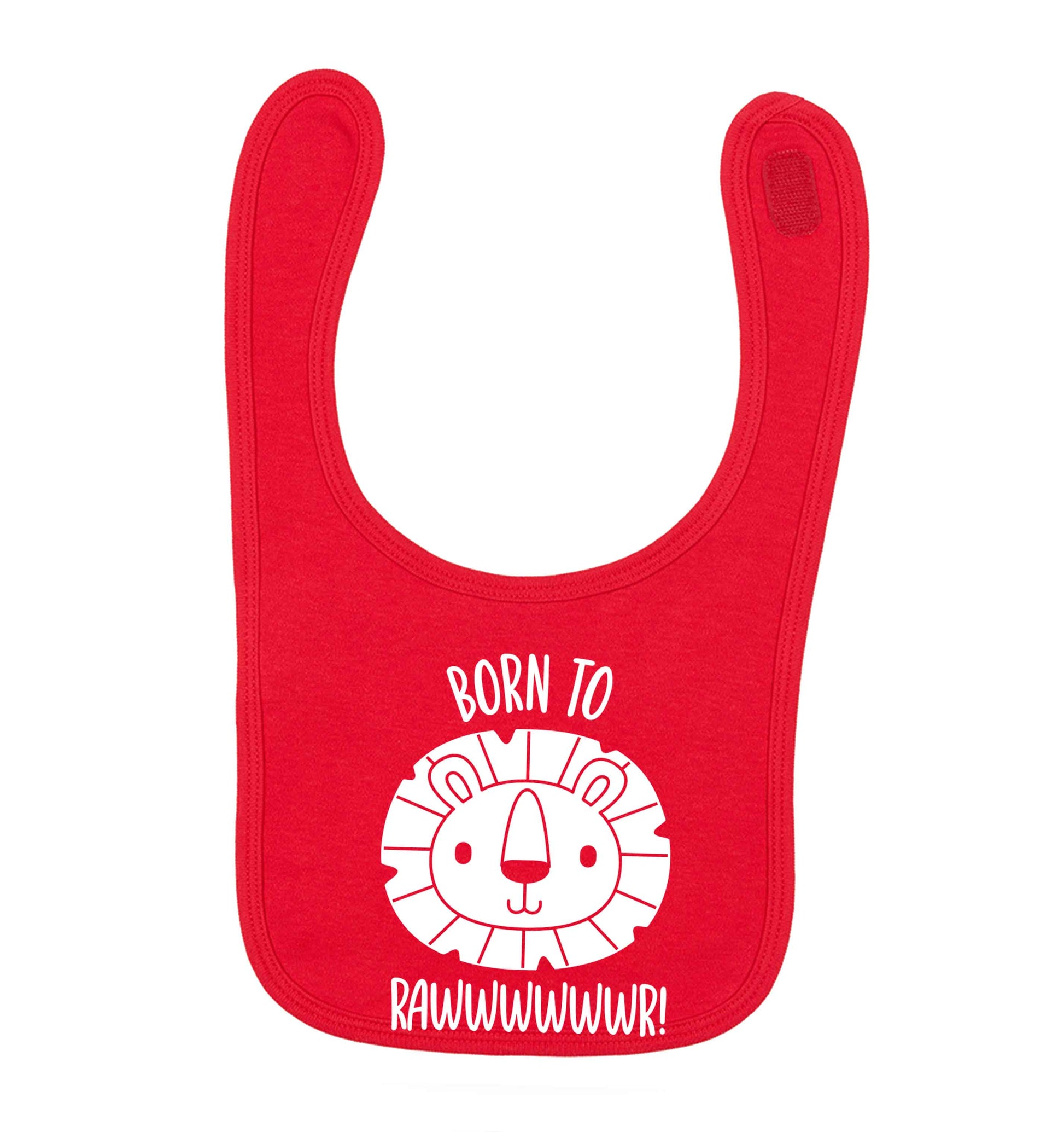 Born to rawr red baby bib
