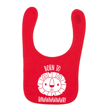 Born to rawr red baby bib