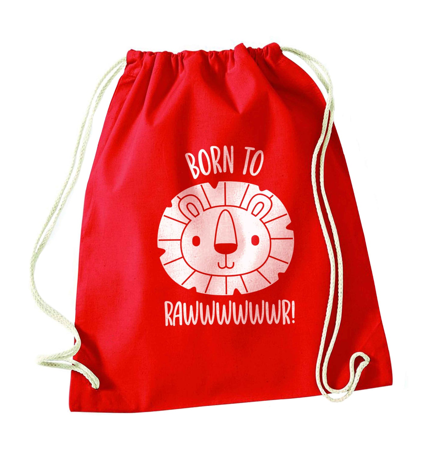 Born to rawr red drawstring bag 
