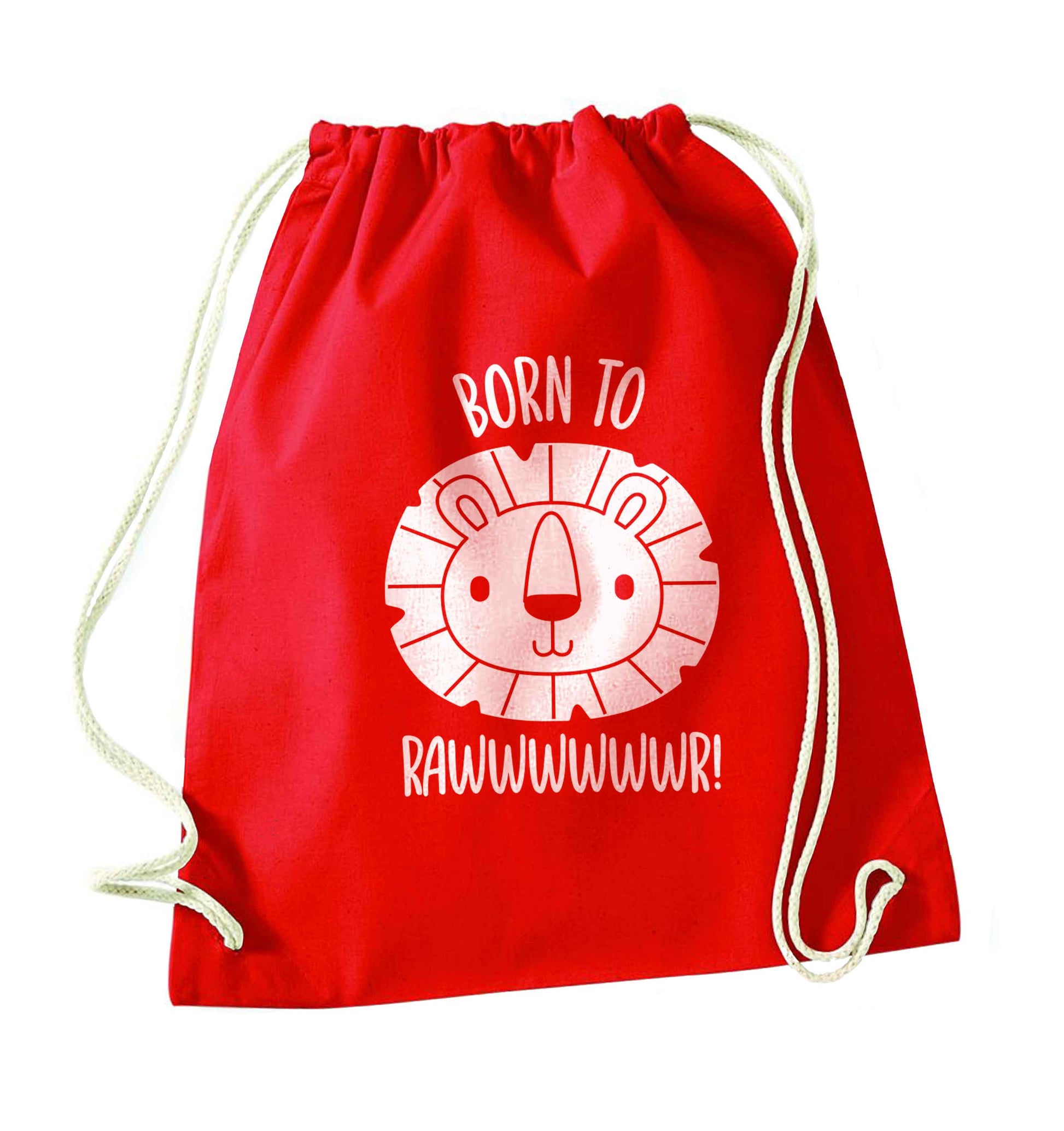 Born to rawr red drawstring bag 