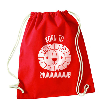 Born to rawr red drawstring bag 