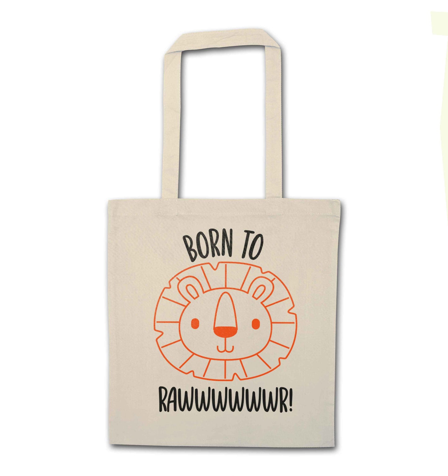 Born to rawr natural tote bag