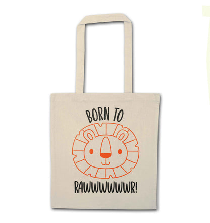Born to rawr natural tote bag