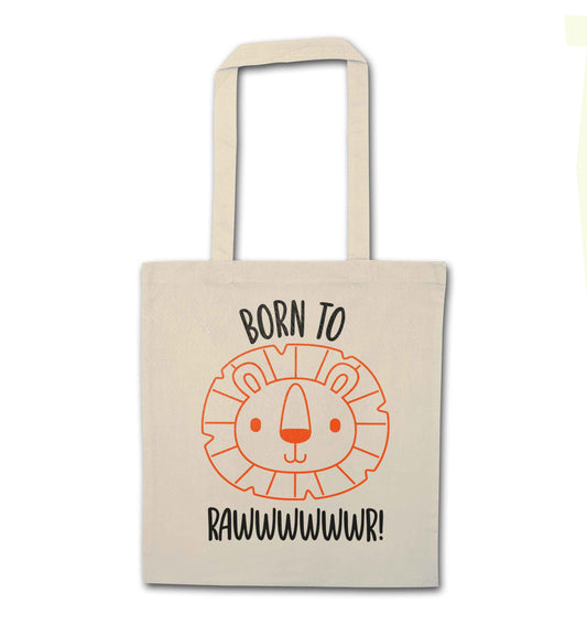 Born to rawr natural tote bag
