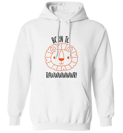 Born to rawr adults unisex white hoodie 2XL