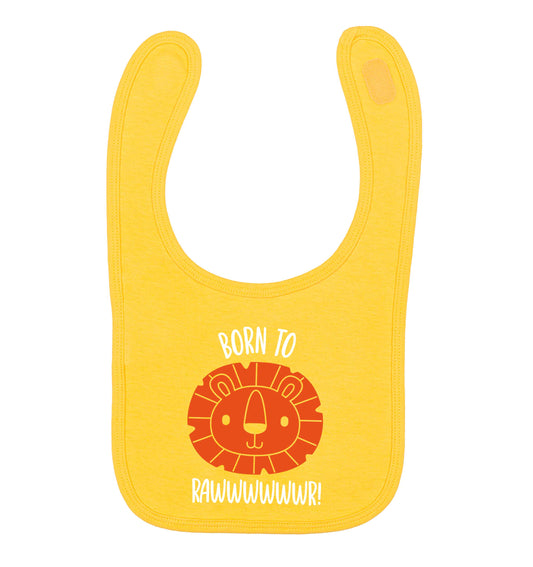 Born to rawr yellow baby bib