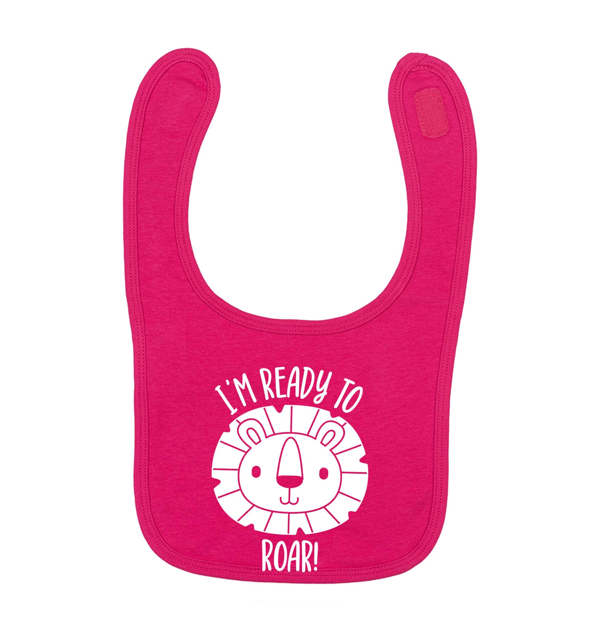 I'm ready to rawr dark pink baby bib