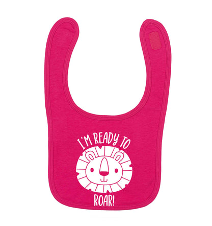I'm ready to rawr dark pink baby bib