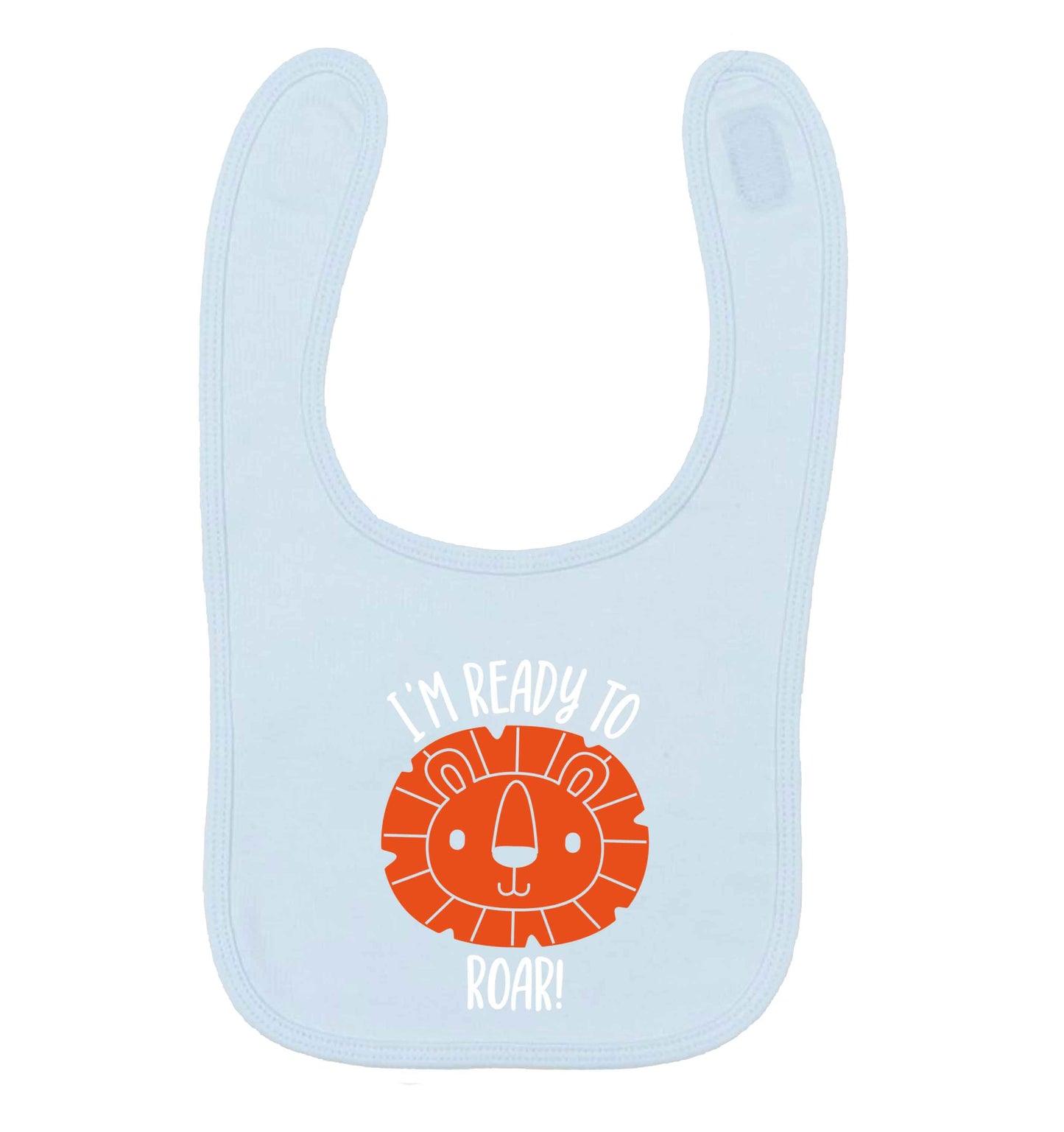 I'm ready to rawr pale blue baby bib