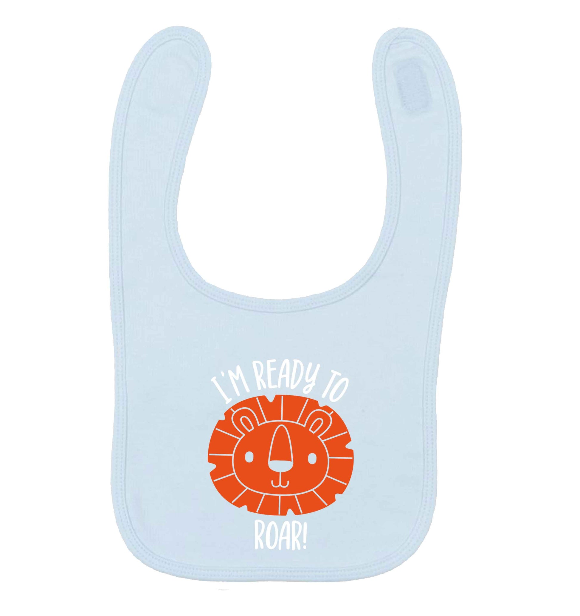 I'm ready to rawr pale blue baby bib