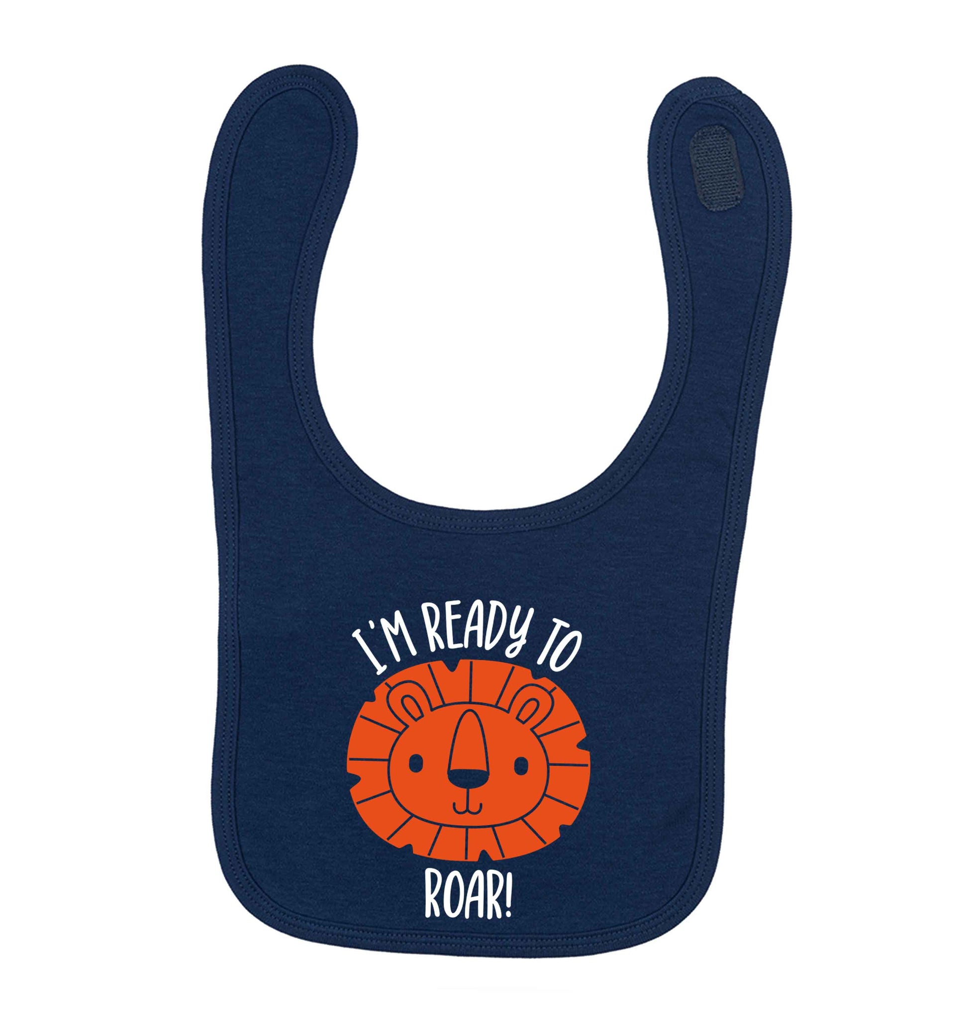 I'm ready to rawr navy baby bib