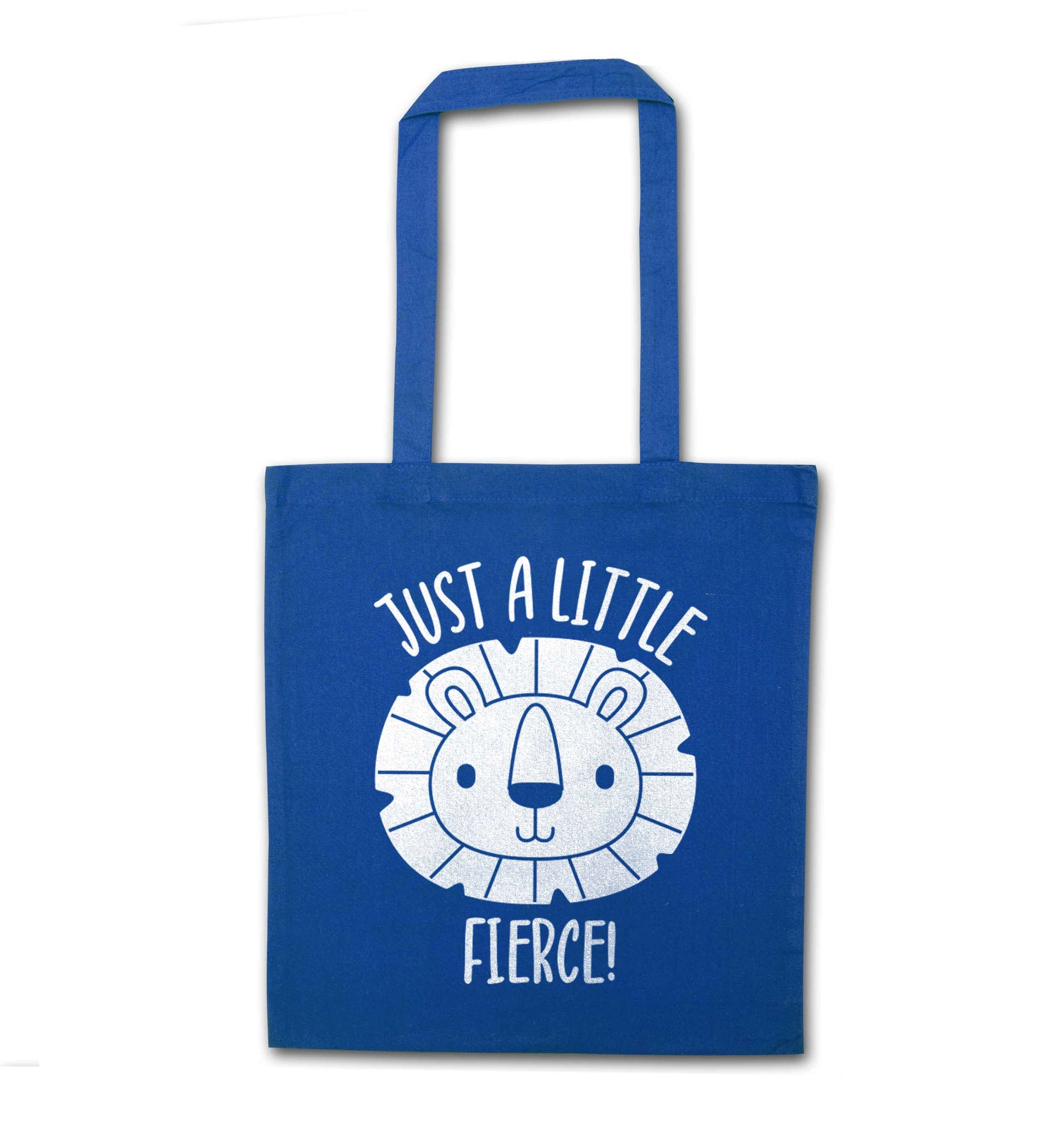Just a little fierce blue tote bag
