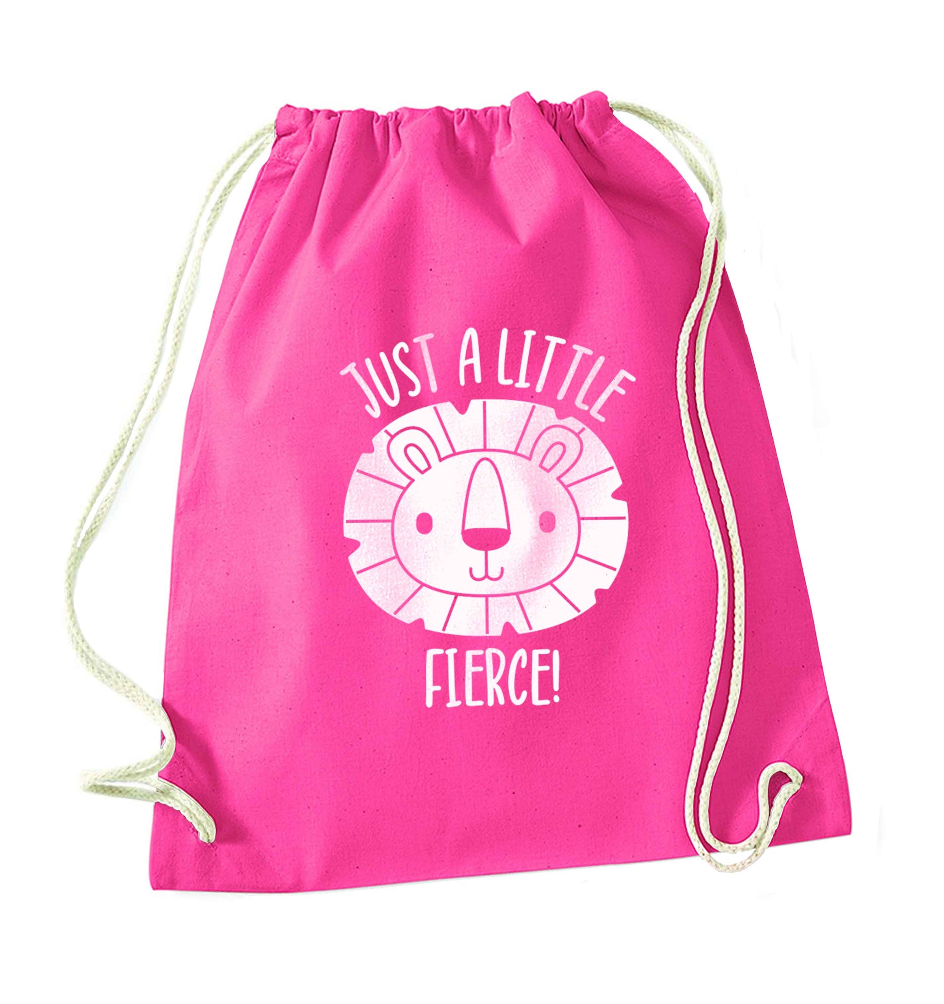 Just a little fierce pink drawstring bag
