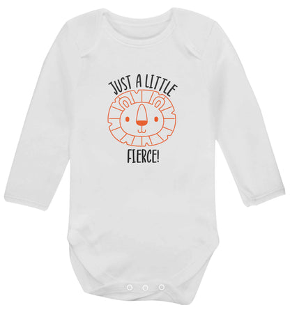 Just a little fierce baby vest long sleeved white 6-12 months
