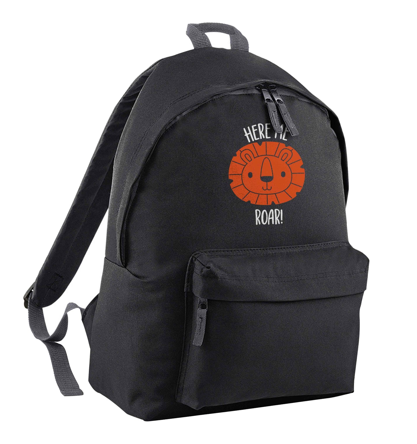 Hear me roar black children's backpack