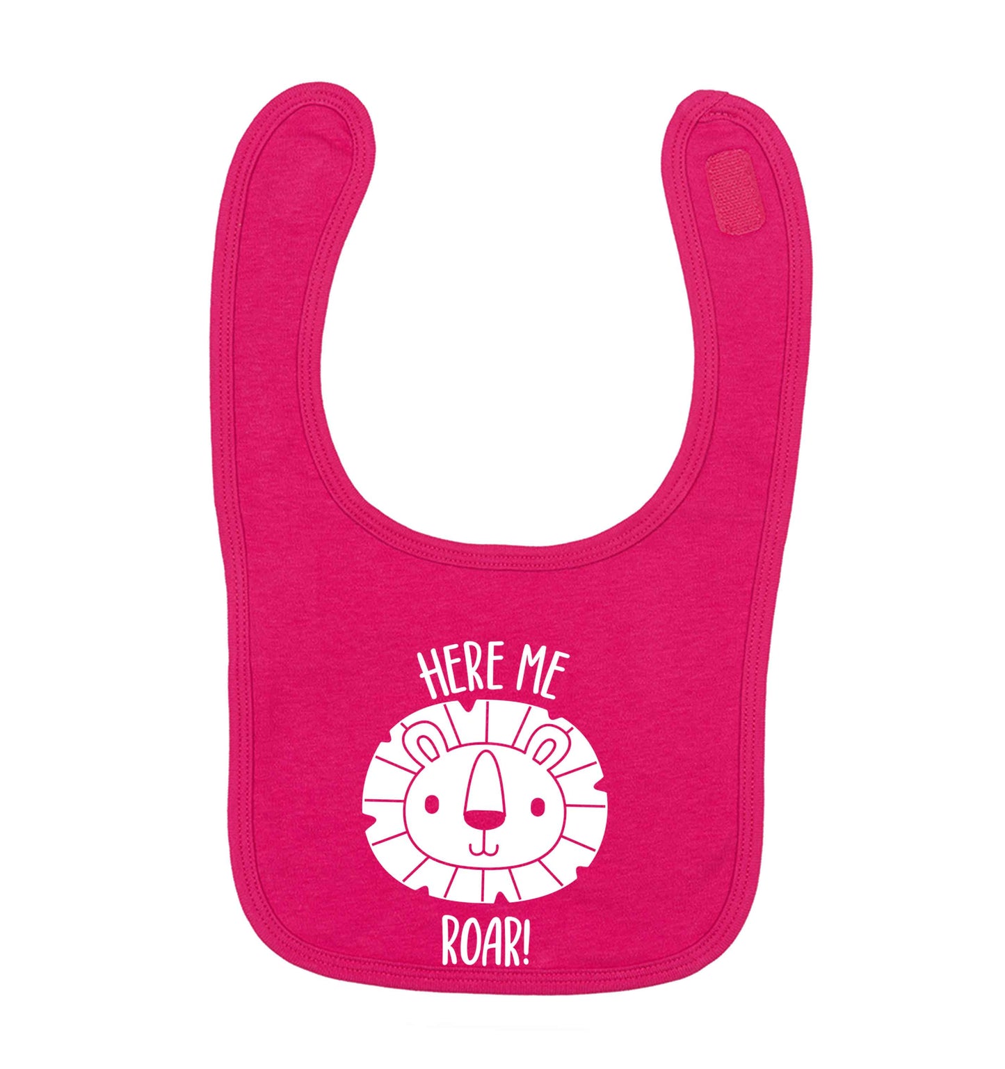 Hear me roar dark pink baby bib