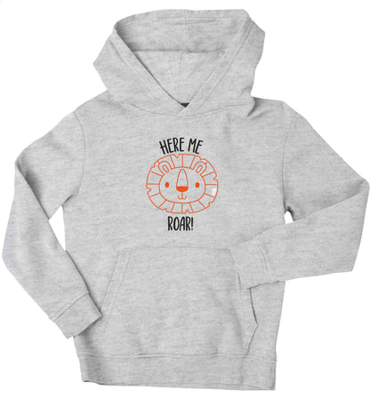 Hear me roar children's grey hoodie 12-13 Years