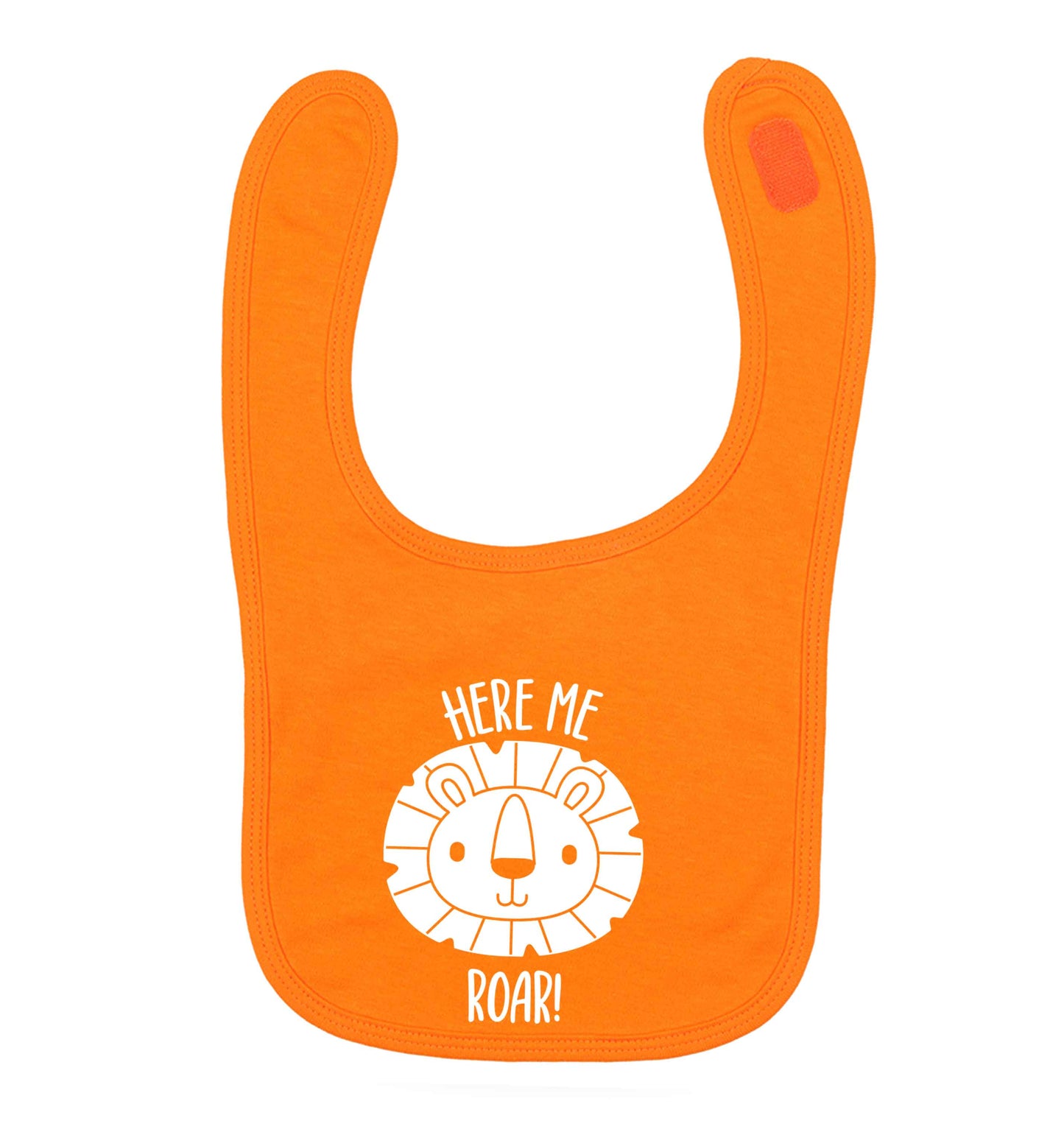 Hear me roar orange baby bib